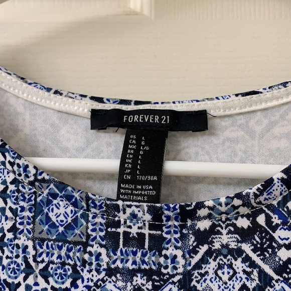 🌷3 for$20🌷Forever 21, US L (Fits Like US S), Blue & White Sleeveless Dress - Picture 5 of 5